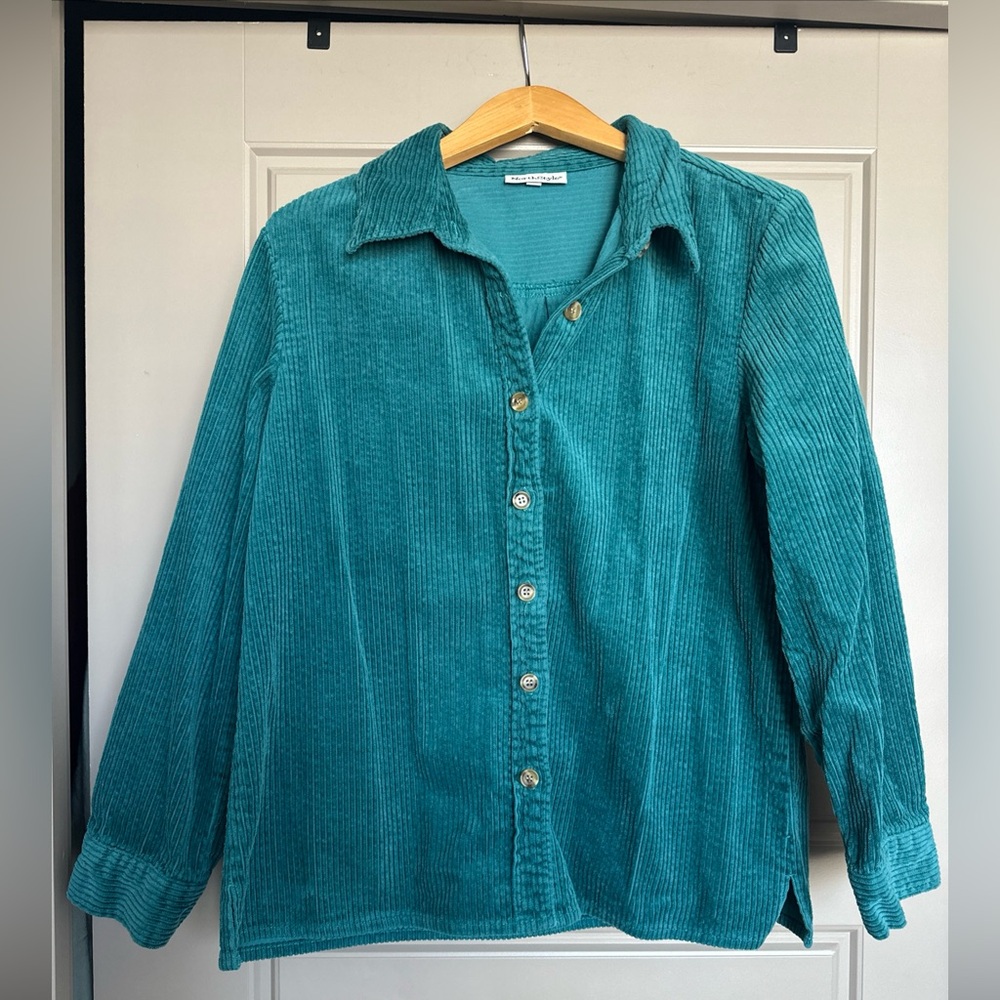 NorthStyle Women’s Oversized Teal Corduroy Jacket, Size Large, 100% Cotton